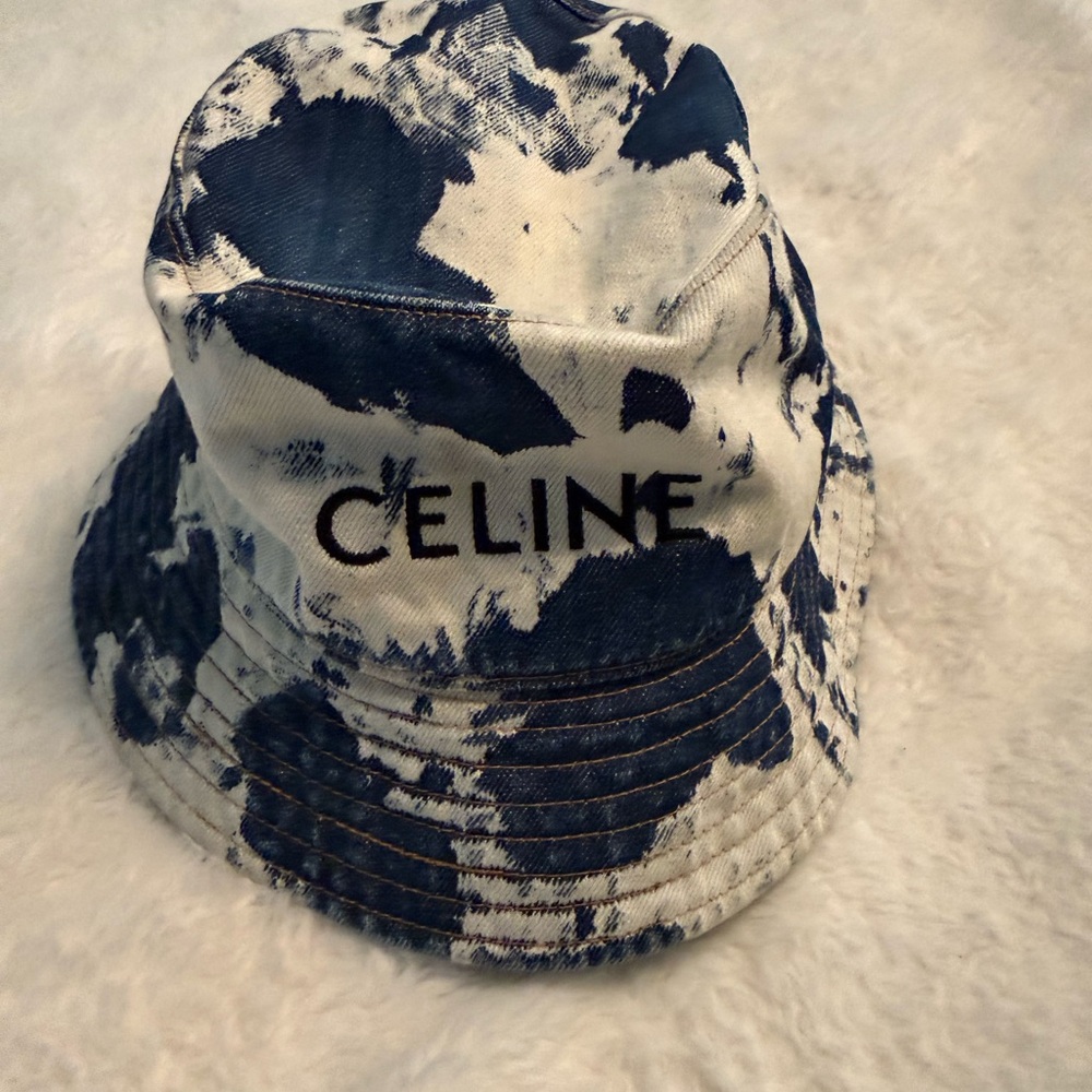 Celine Navy and White Patterned Hat